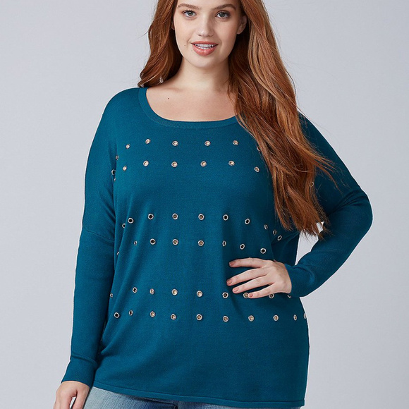 💓SOLD💓LANE Bryant $70 NEW Grommet Sweater - Picture 6 of 9
